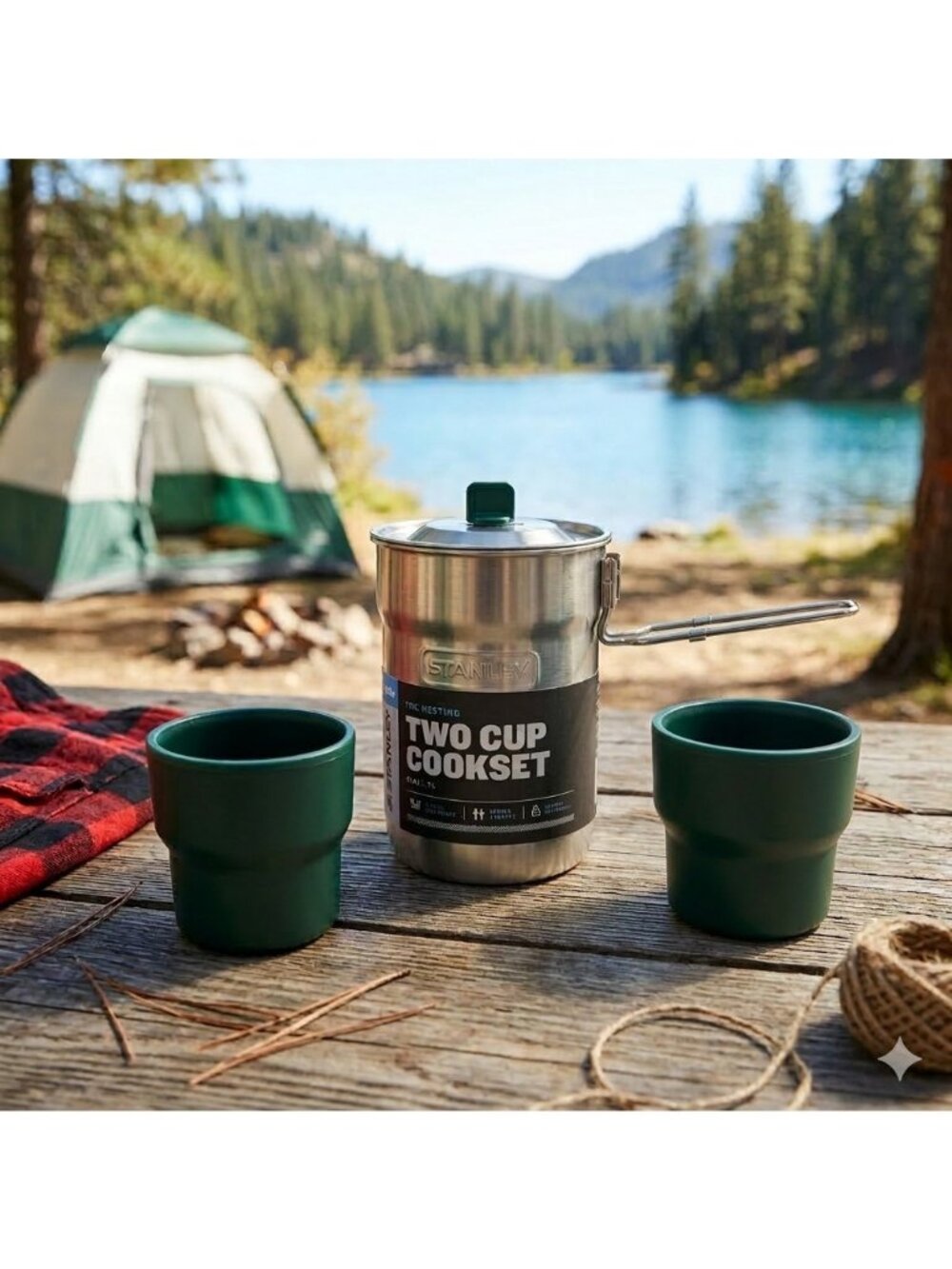 Stanley Nesting Two Cup Cookset Stainless Steel Pot 24 oz 2-person Camping NWT